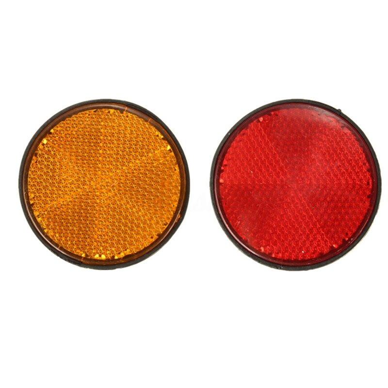 2 pièces 2 pouces rond rouge et Orange réflecteurs universels pour moto vtt vélo Dirt Bike