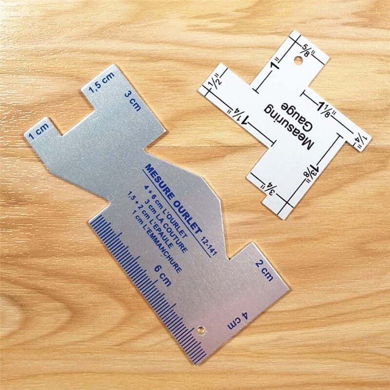 Multi-purpose Measuring Gauge Aluminum Ruler Irregular Sewing Ruler Thickness Measuring Gauge for Patchworks Quilting