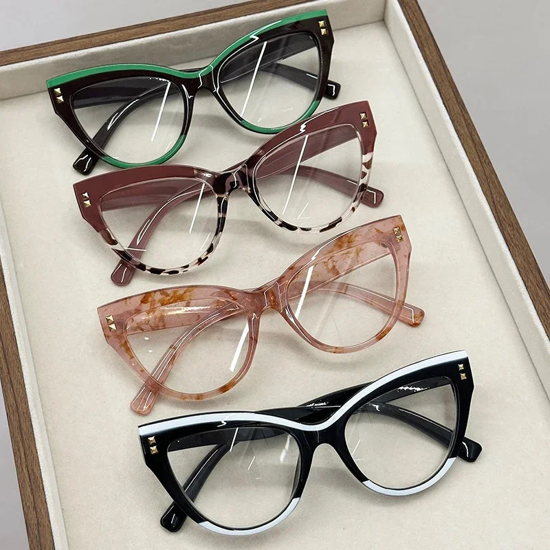 Katze-Auge-Rahmen, blaues Licht blockierende Presbyopie-Brille, ultraleichte Lesebrille, luxuriöse übergroße Fernsichtbrille bis +4,0