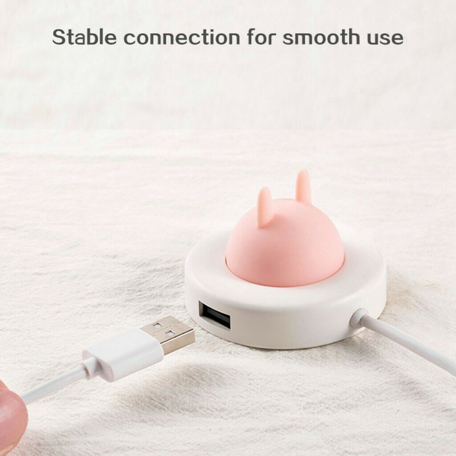2x USB Night Light Hub Portable Atmosphere Night Light Hub Extender 4 Port USB Splitter Cable Cartoon(Pink&Blue)