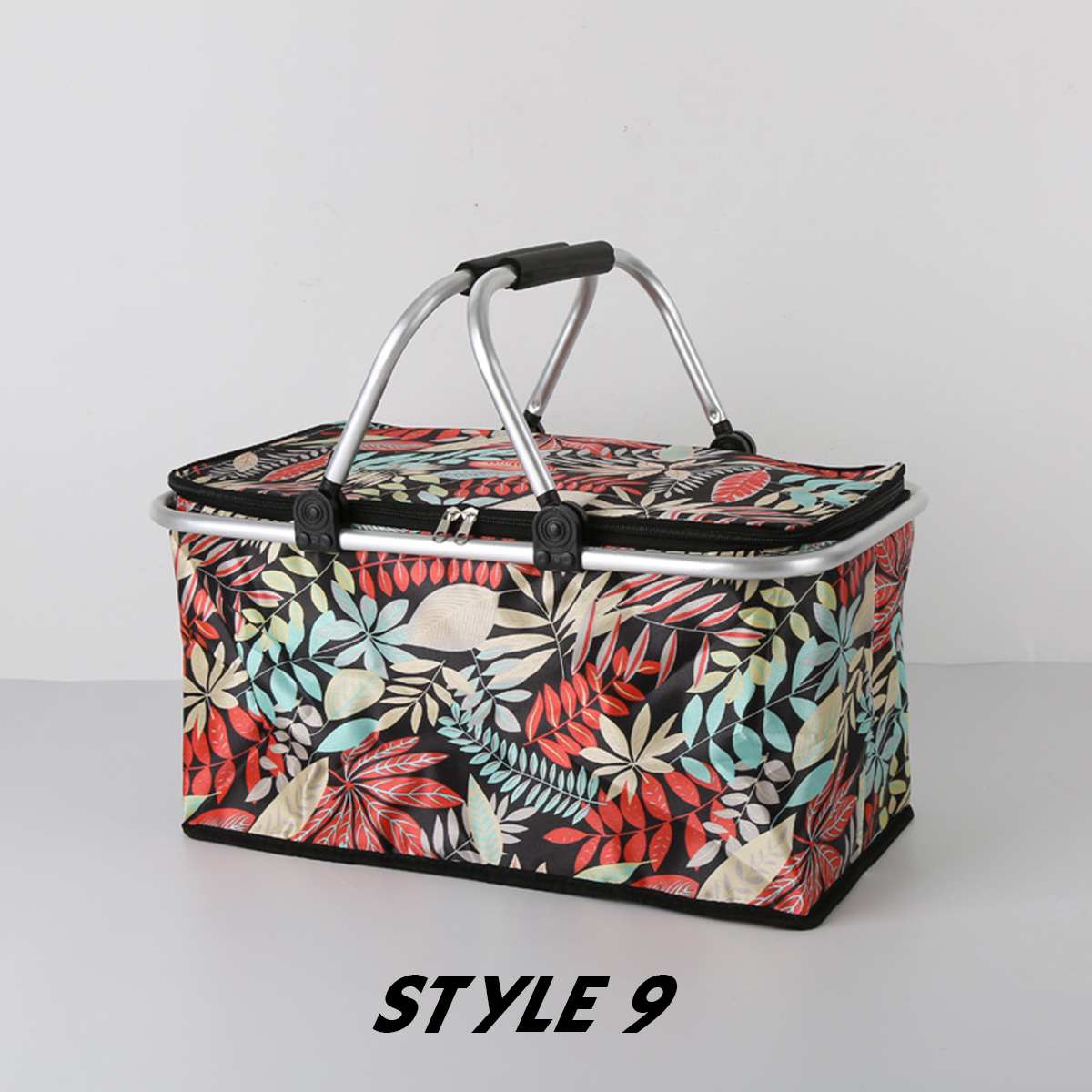 Folding Picnic Basket Insulated Fresh Outdoor Food Box Hiking Camping Lunch Box Portable Shopping Bag 9 Style Waterproof Ice Bag: Style 9