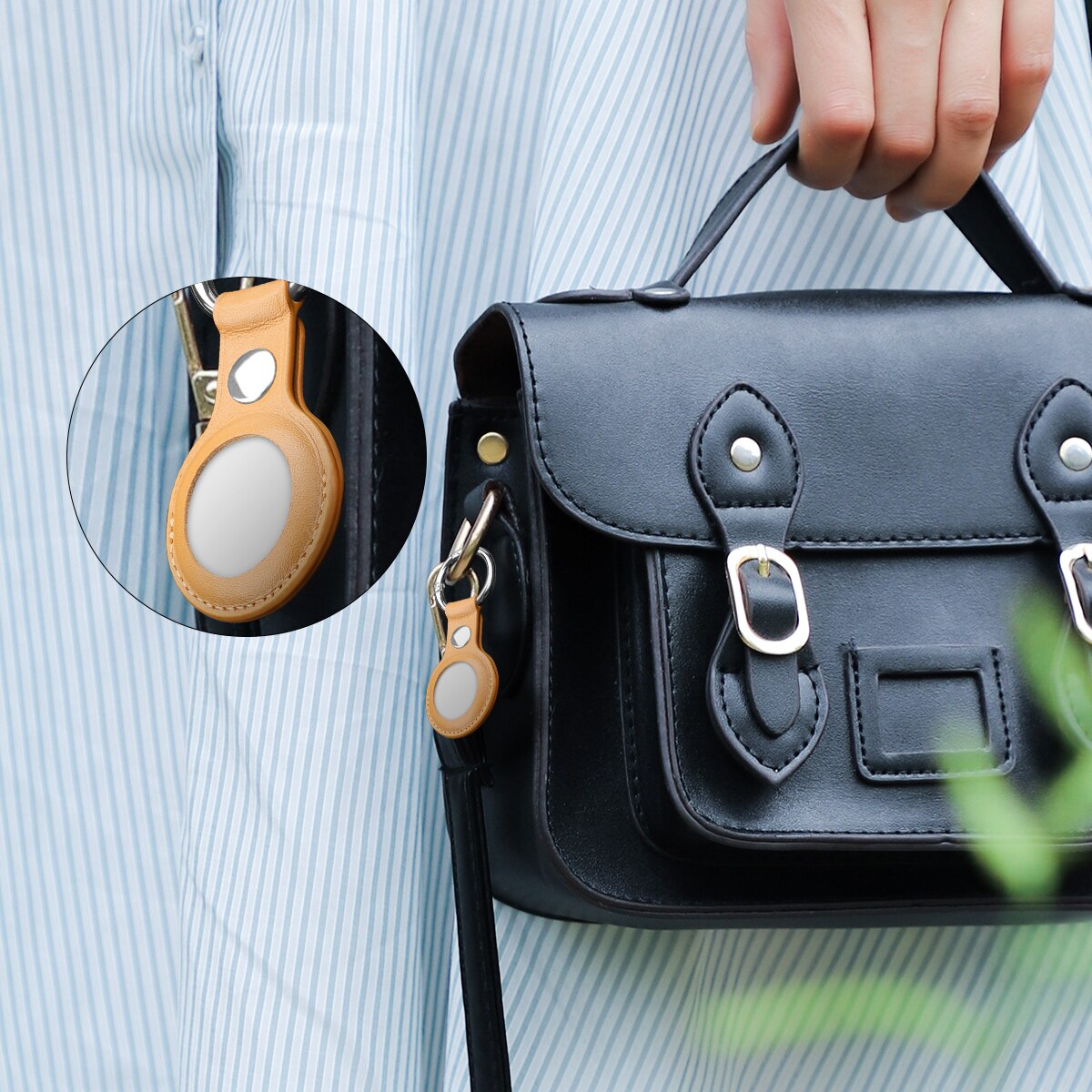 Mptionx Airtag Case Cover Basic Lederen Met Key Ring Ontworpen Voor Airtag Case Accessoires )