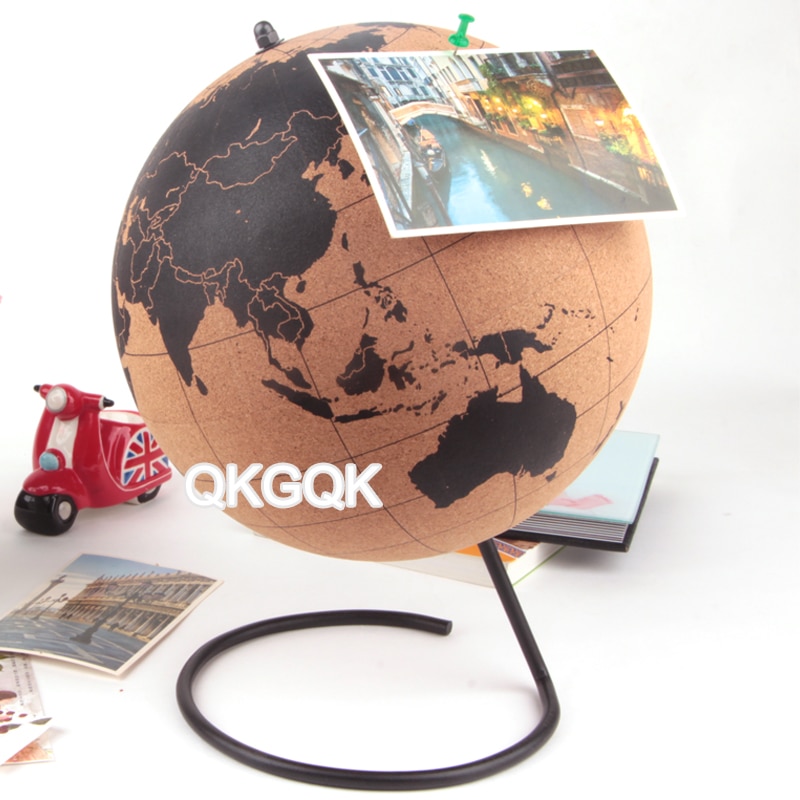 Tellurion-Globo de madera de corcho de tamaño pequeño para decoración de oficina y hogar, mapa del mundo, entrenamiento inflable, mapa de geografía,