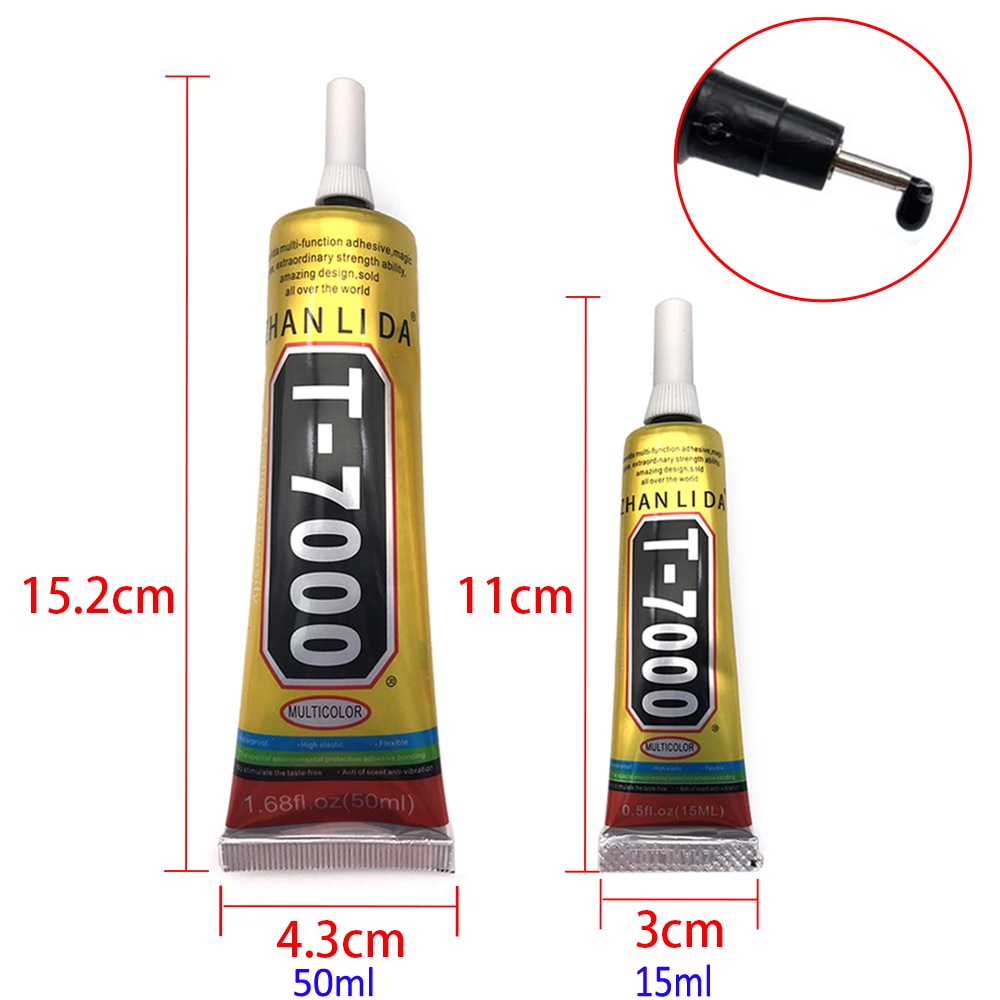 Pegamento líquido negro T7000, pantalla táctil LCD de cristal para teléfono móvil, superpegamento T-7000 adhesivo, reparación de resina epoxi multiusos