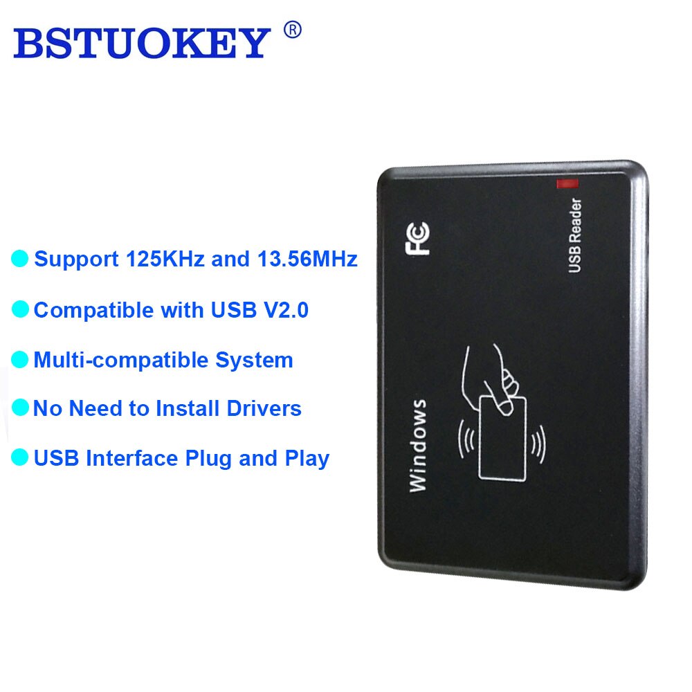 Smart Card Reader No Driver issuing device 125KHz 13.56MHz Dual Frequency USB RFID Reader for Access Control