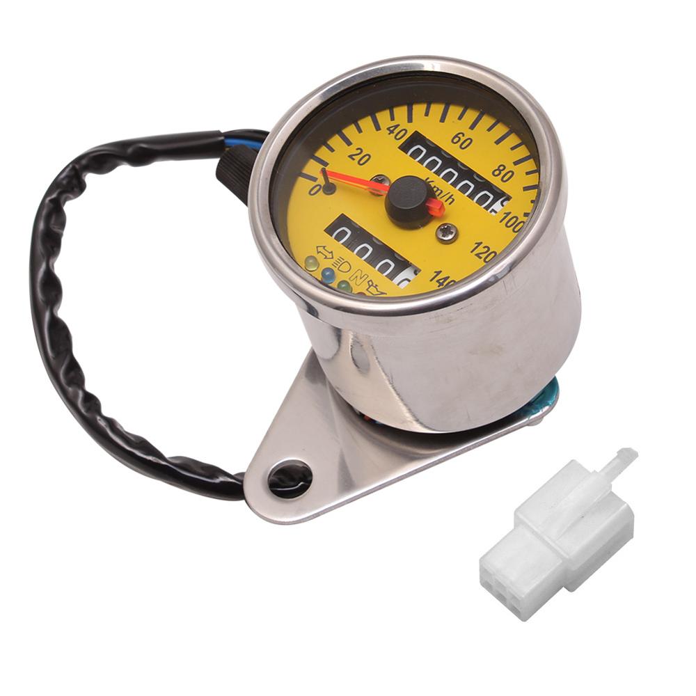 Cafe Racer 12V Universal Motorcycle Speedometer Odometer Motor Dual Speed Meter Gauge Miles with LED Indicator Speedometer