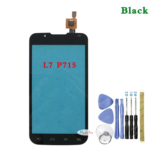 4,3 "para LG Optimus L7 II P710 P713 y L7 II 2 Dual P715 P716 Sensor de pantalla táctil Panel de lente de vidrio exterior: P715 Black With Tool