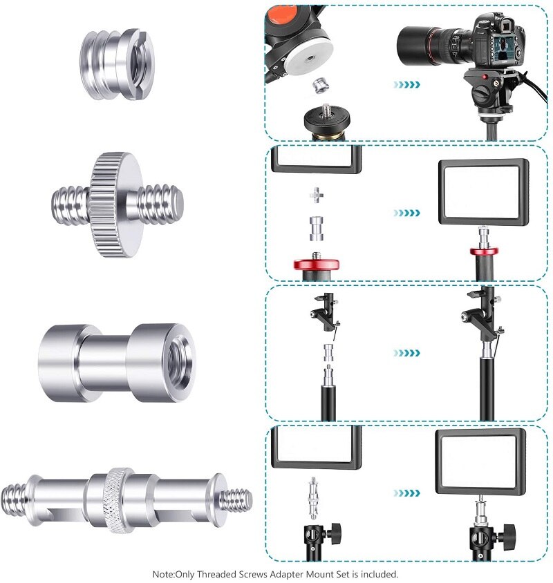 Camera Screw 1/4" and 3/8‘’ Converter Threaded Screws 1/4" Shoe Adapter Mount Camera Ball Head Set for Camera Tripod Light