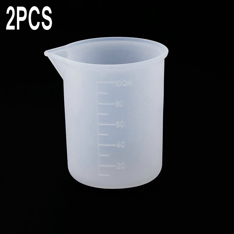 100ML Easy to wash Silicone Measuring Cup Graduated Beaker Epoxy Resin Glue Tools Cooking Baking Kitchen Measuring Tools: 2pcs