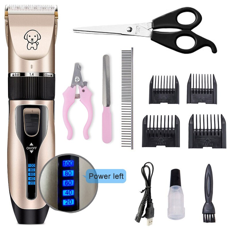 Clipper For Dog Clippers Dogs Grooming Clipper Kit USB Rechargeable Low-Noise Pets Hair Trimmer Display Battery: Power New D