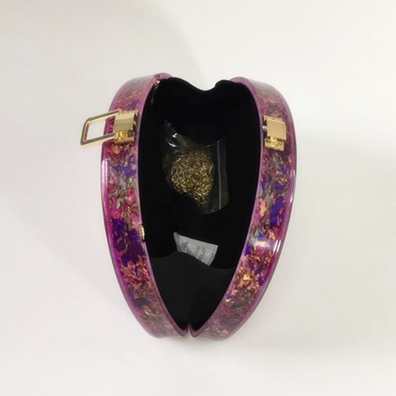 Hardbox halvcirkel akryl kvällsväskor dam skal clutch handväska färgglad fest bal messenger bag vintage handväskor