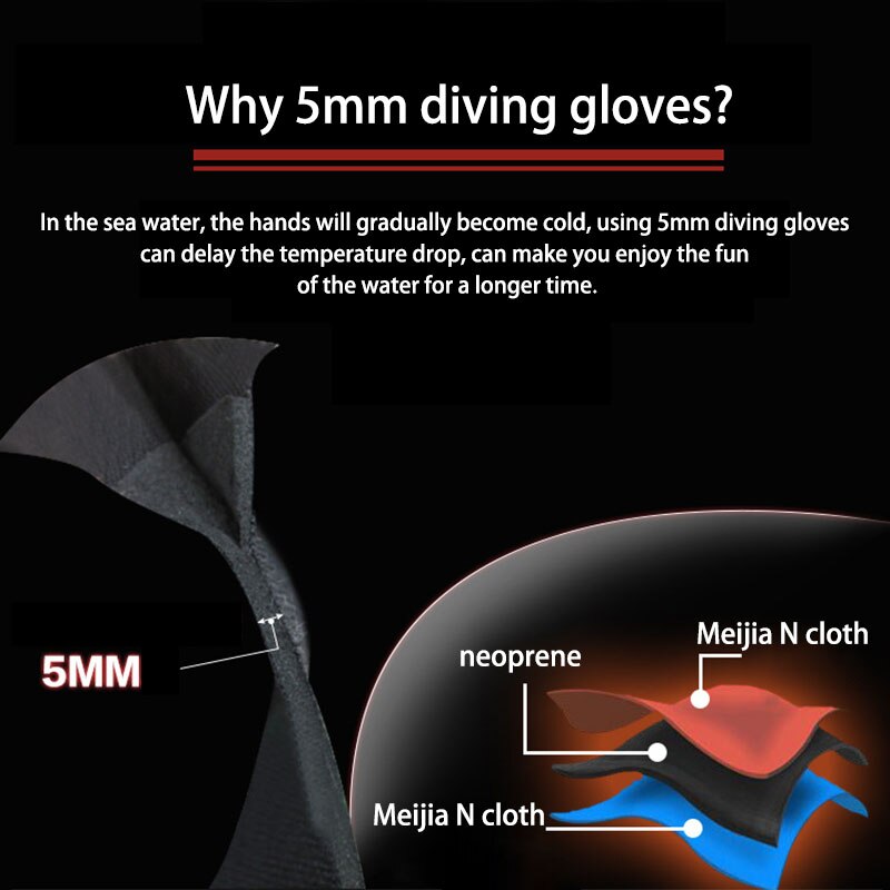 Dam män sim- och dykhandskar 5 mm simdykhandskar i neopren halkskydd varma simsnorkel surfhandskar