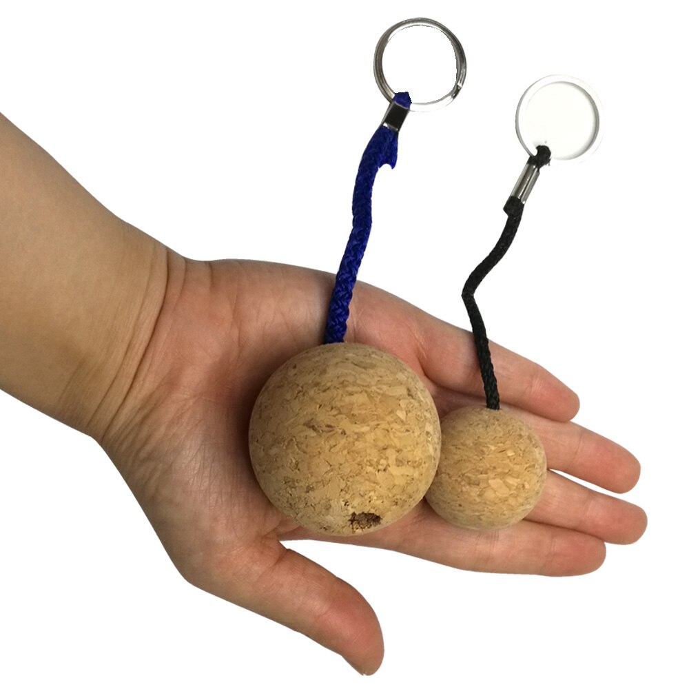3.5Cm 5Cm Drijvende Kurk Bal Sleutelhanger Sleutelhanger Sleutelhanger Key Ring Voor Marine Zeilboot Kano Kajak Duiken zwemmen