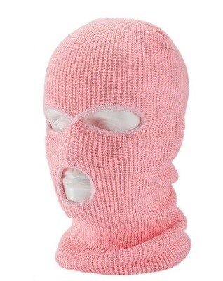 Ski Masker Gebreide Gezicht Cover Winter Volgelaatsmasker Voor Winter Outdoor Sport Winter Drie 3 Gat Bivakmuts gebreide Muts: Pink