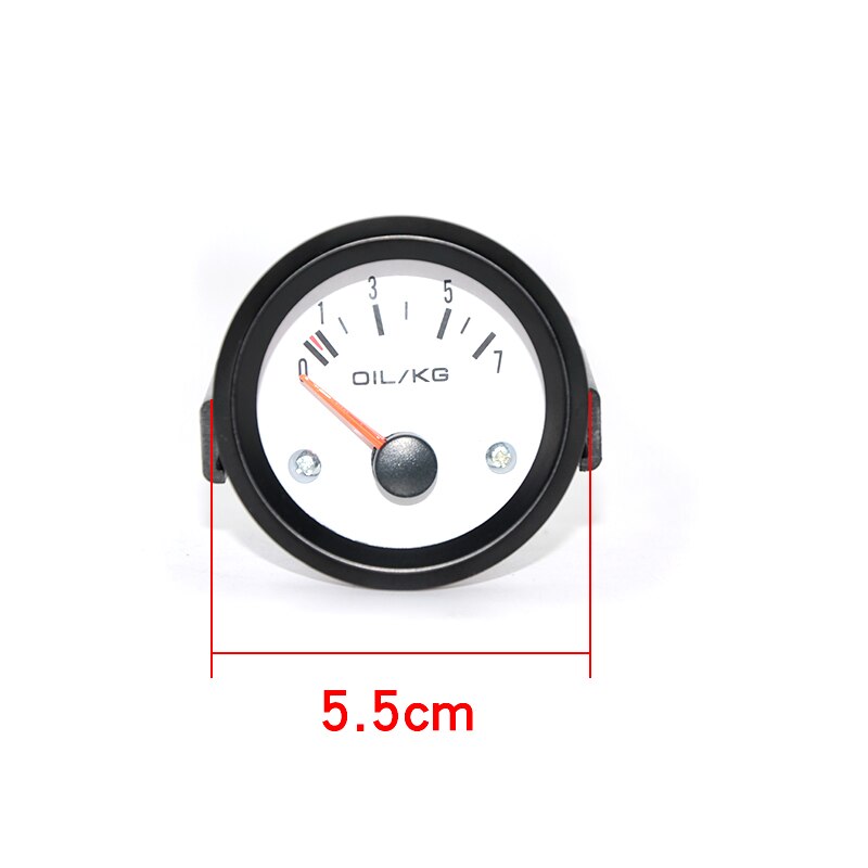 2 " 52 mm vit ansiktsvattentemp/ oljetemp /oljepress psi/ oljepress kg /volt /amperemeter /bränslenivå (utan flottör) mätare bilmätare: Oljepress kg