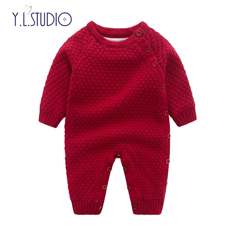 Winter Baby Junge Wolle Overall für Mädchen Kleidung Stich Lange Hülsenspielanzug Verdicken Warme Onesies Wenig Baby Overall für freundlicher: rot / 12m
