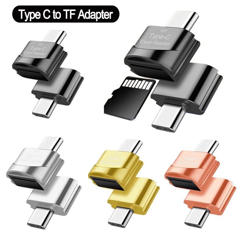 Otg naar type-c micro-sd tf-adapter, slimme geheugenkaartlezer voor samsung en huawei, micro-usb naar type-c micro-sd otg-adapter