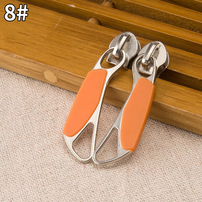 1pair 5# 8# Zipper Sliders for Nylon Zipper Luggage Bag Zipper Head Handbag Password Lock Zipper Repair Kits Accessories: No8orange