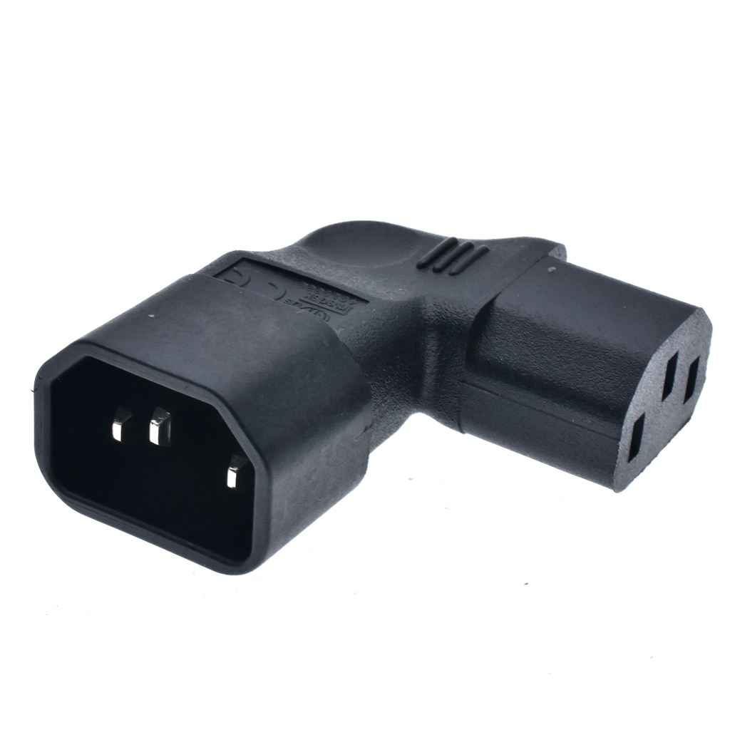 Right Angle IEC 320 C14 3 Pin Male to C13 Female PDU PSU UPS Power Extension Adapter Receptacle for LCD LED TV Wall Mount