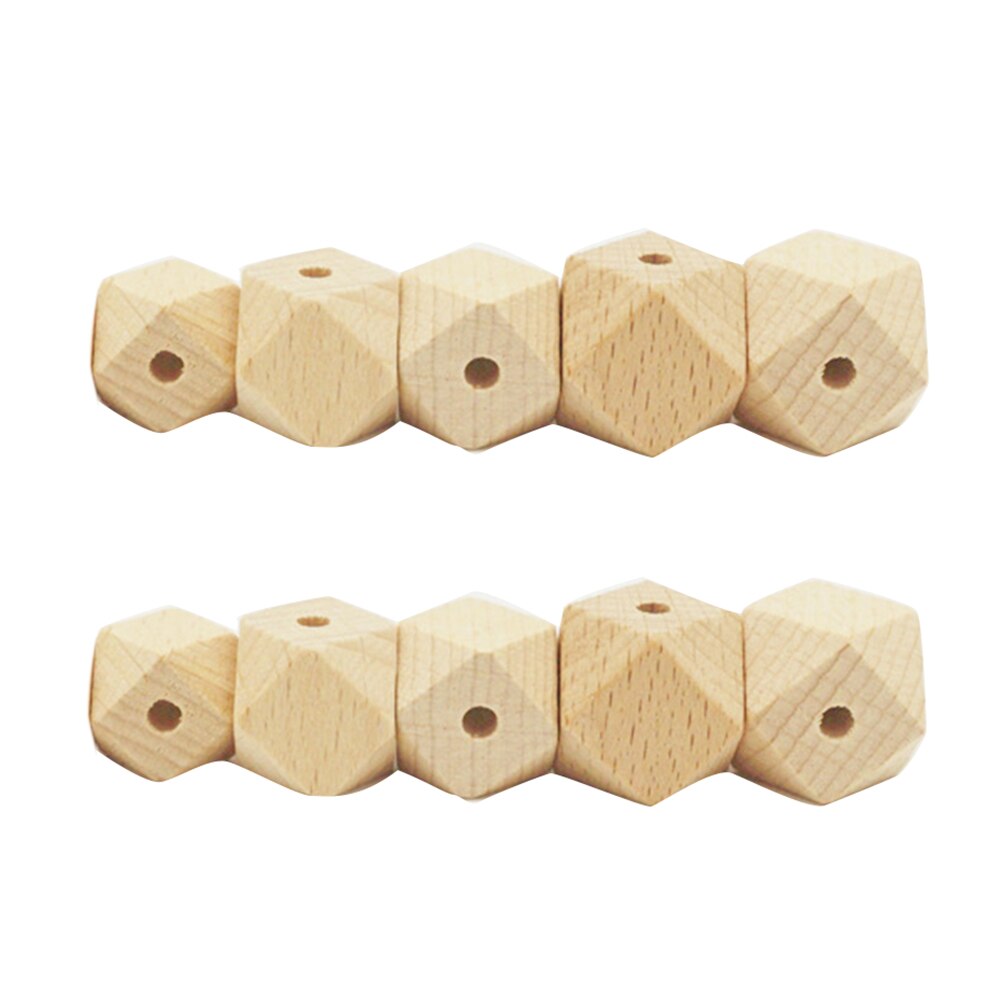 10Pcs Houten Geometrische Hexagon Kralen DIY Ongeverfd Baby Bijtring Ketting Accessoire