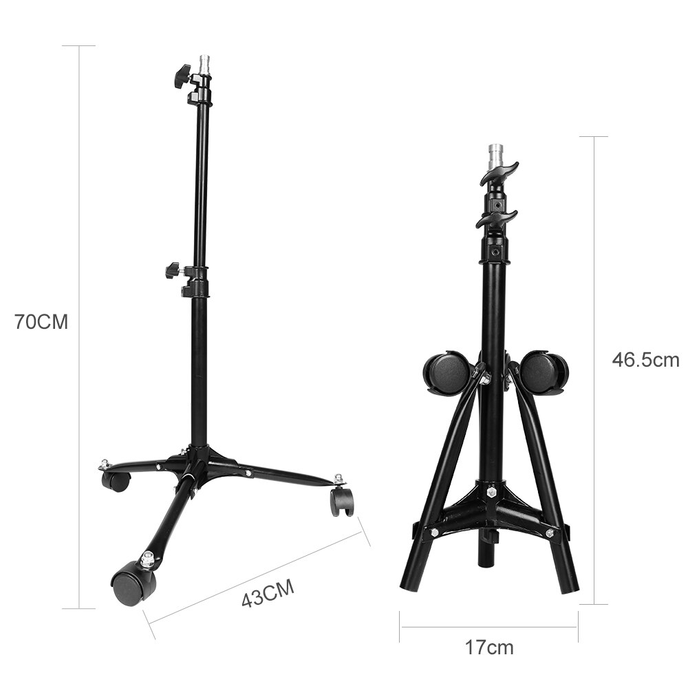 70Cm Duurzaam Opvouwbare Dolly Wielen Floor Light Stand Voor Studio Flash 250SDI 300SDI E250 E300 DE300 DE400 SK300 SK400 DP600