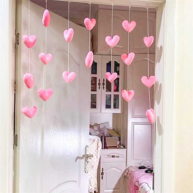 Cortina en forma de corazón para decoración de puerta, colgante de cuerda para sala de estar, alta belleza, puertas de partición, decoración de habitación de niñas