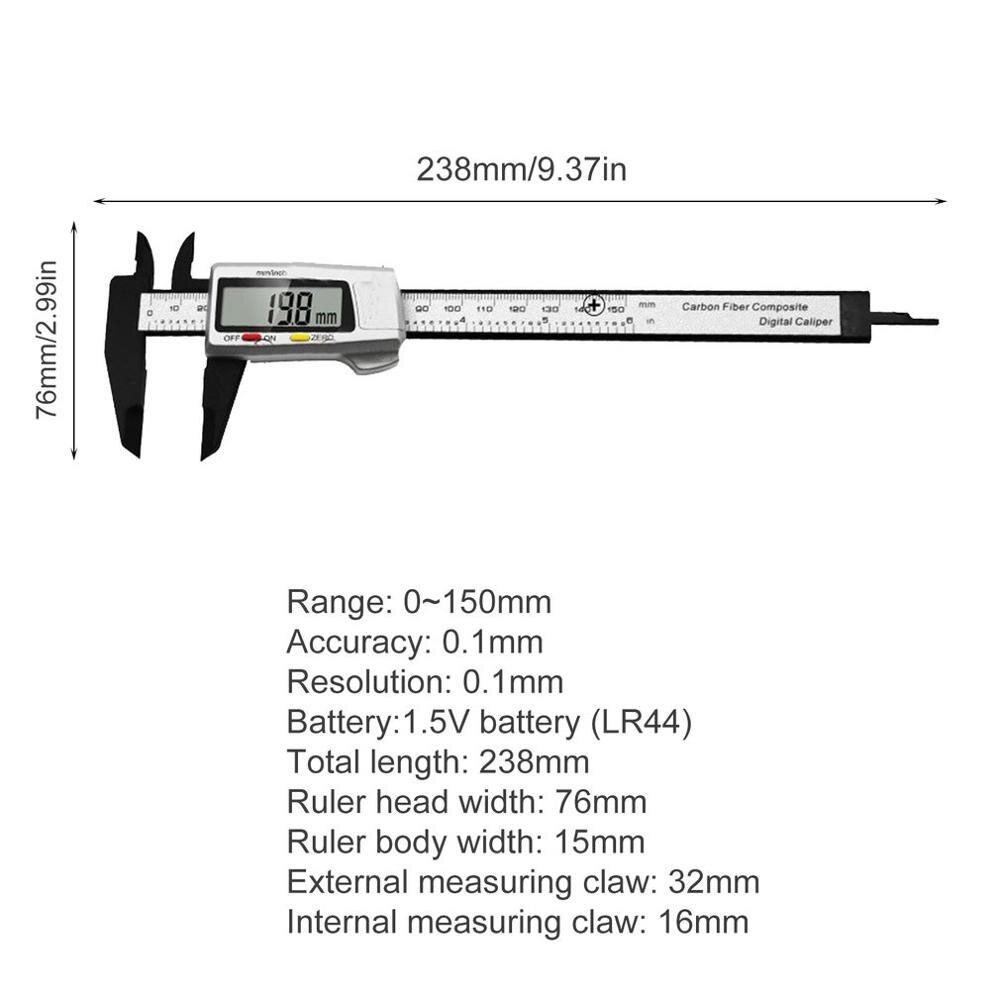 150MM/6inch Electronic Sliding Digital Vernier Caliper Tool Ruler Micrometer Measuring Tools Gauge Plastic