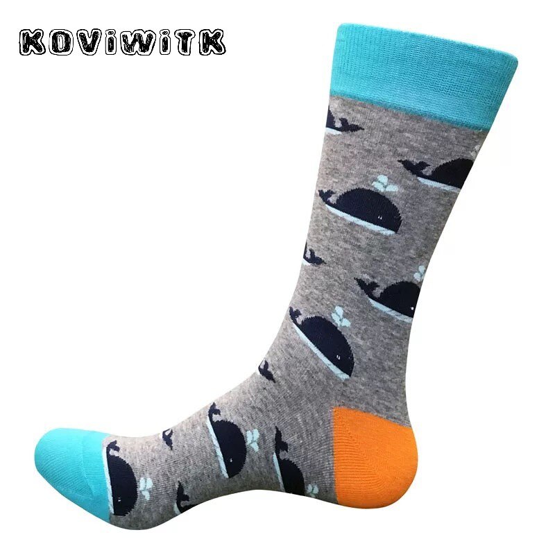 Chaussettes de dessin animé pour hommes, noir, motifs d&#39;animaux mignons imprimés, , résistant à l&#39;usure, blanche, en coton, Short pour garçons: Whale