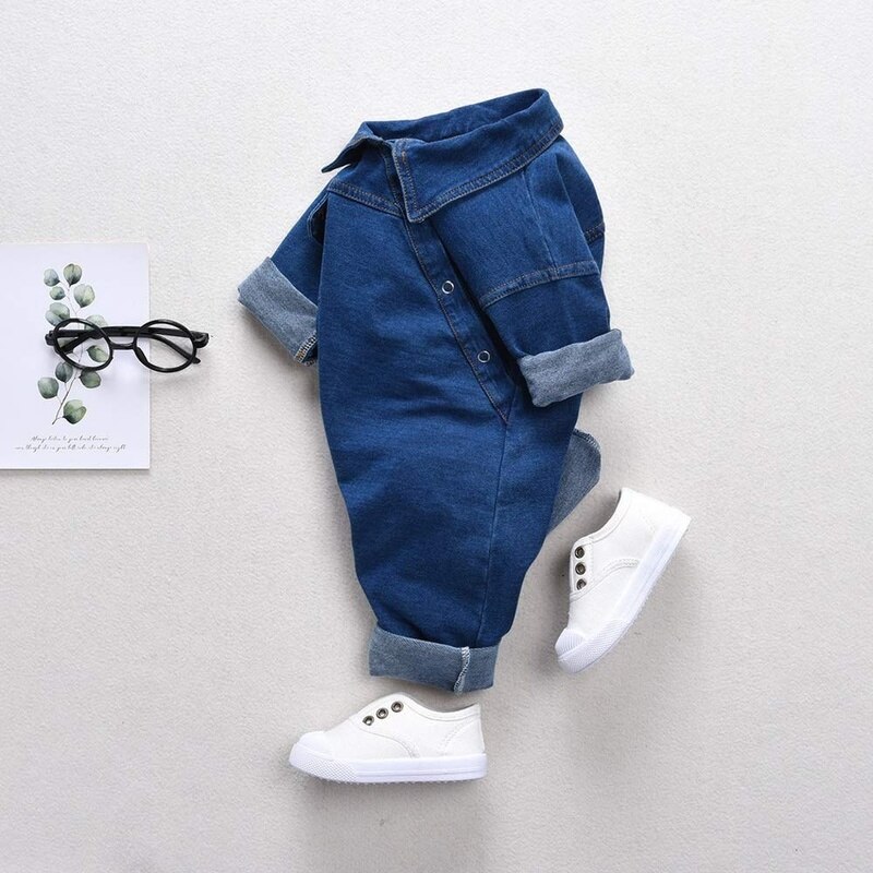 2020 Vestiti del bambino Appena nato infantile Del bambino Del Ragazzo Del bambino Vestiti Della Ragazza denim Pagliaccetto Della Tuta vestito impostato Senza Maniche solido Globale