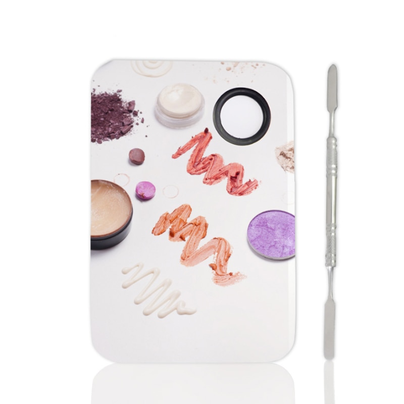 Rvs Make Palet Nail Art Plaat met Spatel Tool Kit voor Gezicht Foundation Mengen Pigmenten Cosmetica