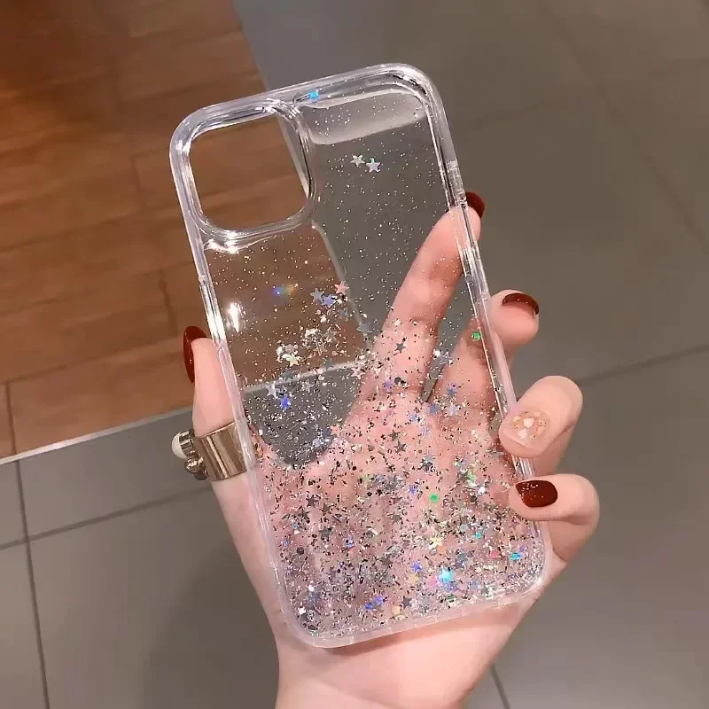 Glitterende pailletten telefoonhoesje voor iphone 16 15 14 8 7 plus 13 12 11 pro xs max xr x se transparante zachte tpu achterkant: Voor iphone 11