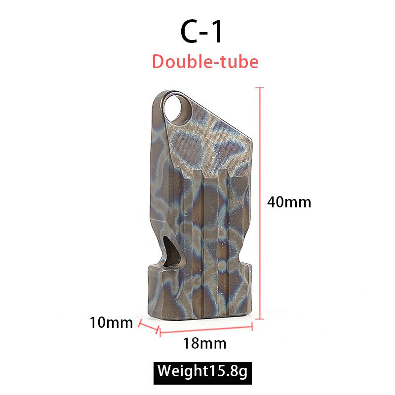 Supervivencia silbato de aleación de titanio silbato rescate de emergencia al aire libre Silbatos de supervivencia árbitro de salvavidas fuerte doble tubos: C-1