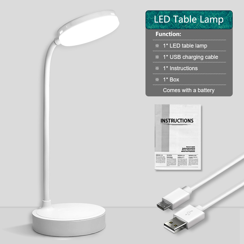 360 ° Lampada da scrivania Lampada da lettura Lampada da scrittura per apprendimento Luminosità a 3 velocità Luce calda Protezione per gli occhi Ricaricabile tramite USB accanto alla lampada: Black