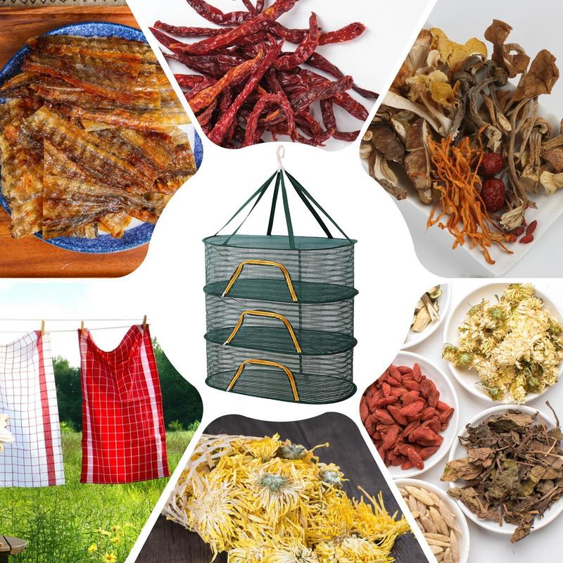Sun Drying Rack For Food 3 Layers Foldable Dryer Rack With Zippers Large Portable Vegetable Drying Rack For Fruits Plants