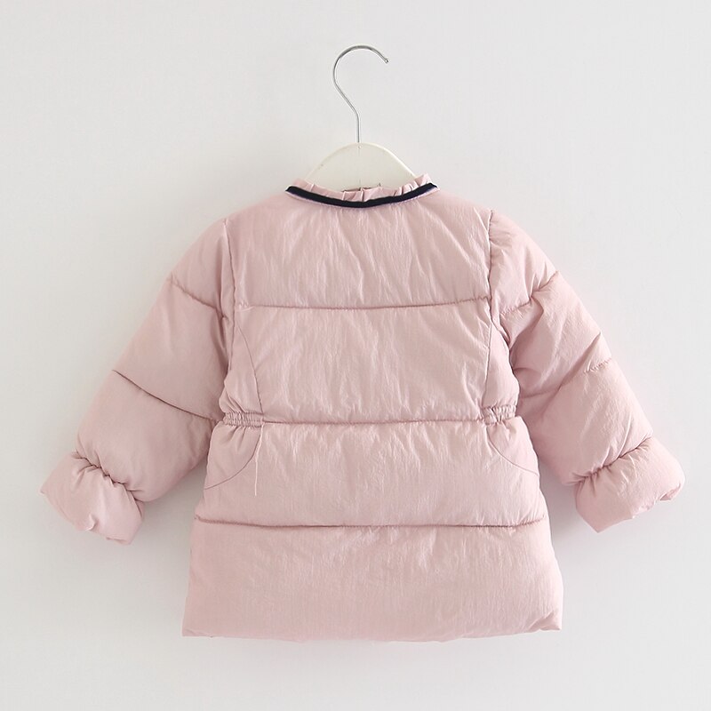 Children Outerwear Winter Warm Baby Girls Coat Infant Baby Parkas Thick Kids Clothes With Flowers Appliques pink green 0-3Y