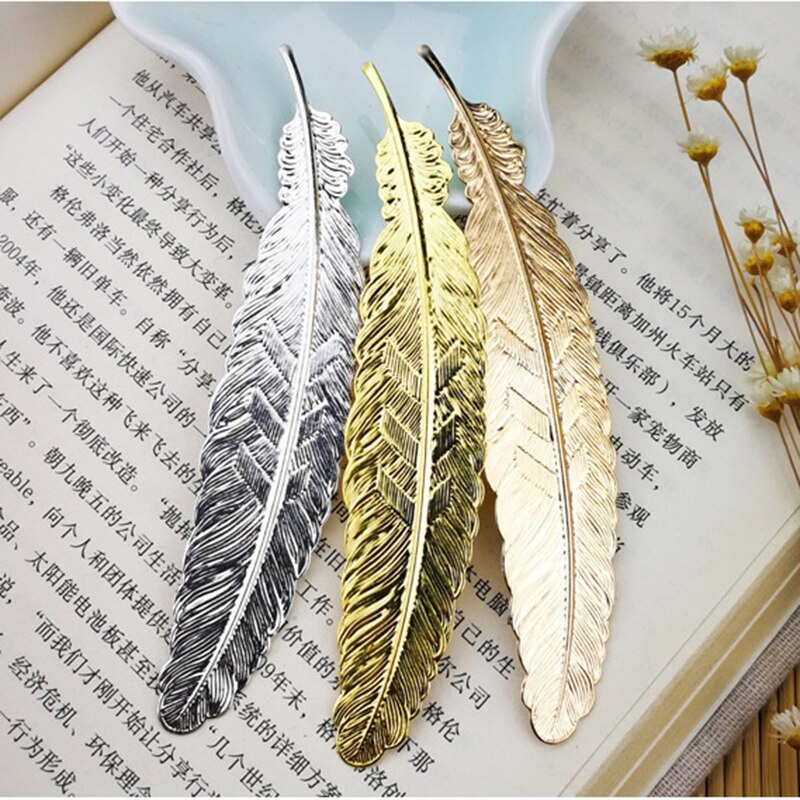 1pc Retro Feather Metal Bookmark Beautiful Cool Book Page Mark Children Student Stationery School Office Supplies