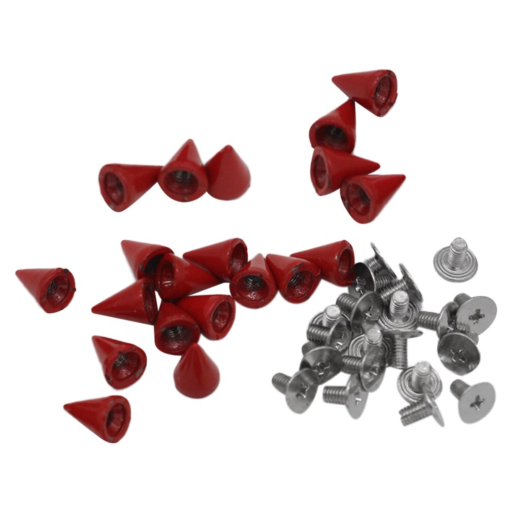 20 Sets 7x10mm Red Cone Screw Metal Studs Leathercrafts Rivet Spikes