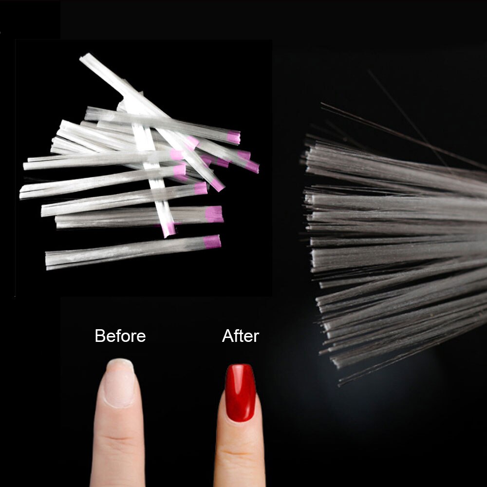 50pcs Fibernails Nail Extension Fiber Nail Acrylic Tips Set Fiberglass Nails Extension Pack Fiber Glass Nails Building Gel