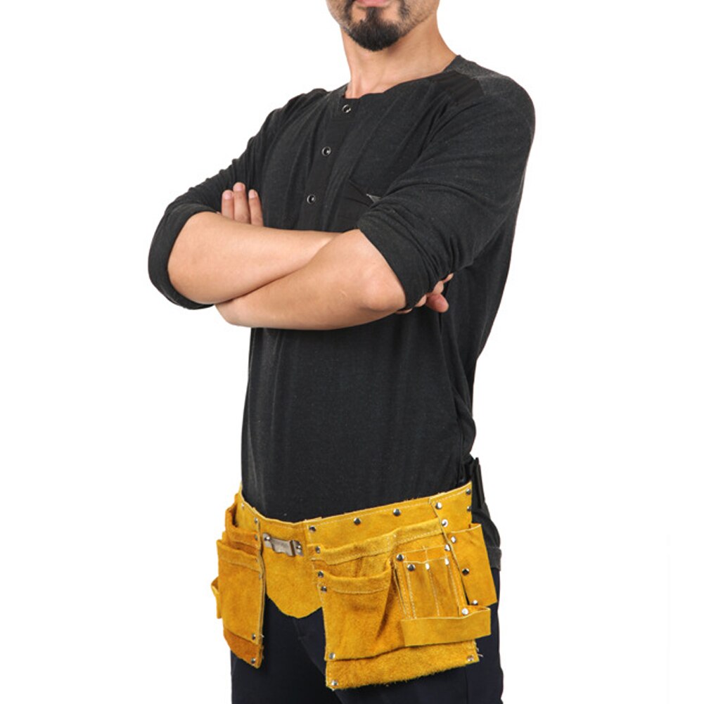 Multi-functional Tool Belt Pouch Leather Bag Pocket Heavy Duty Adjustable For Electrician Carpenter Joiner Men Women Tools Bag