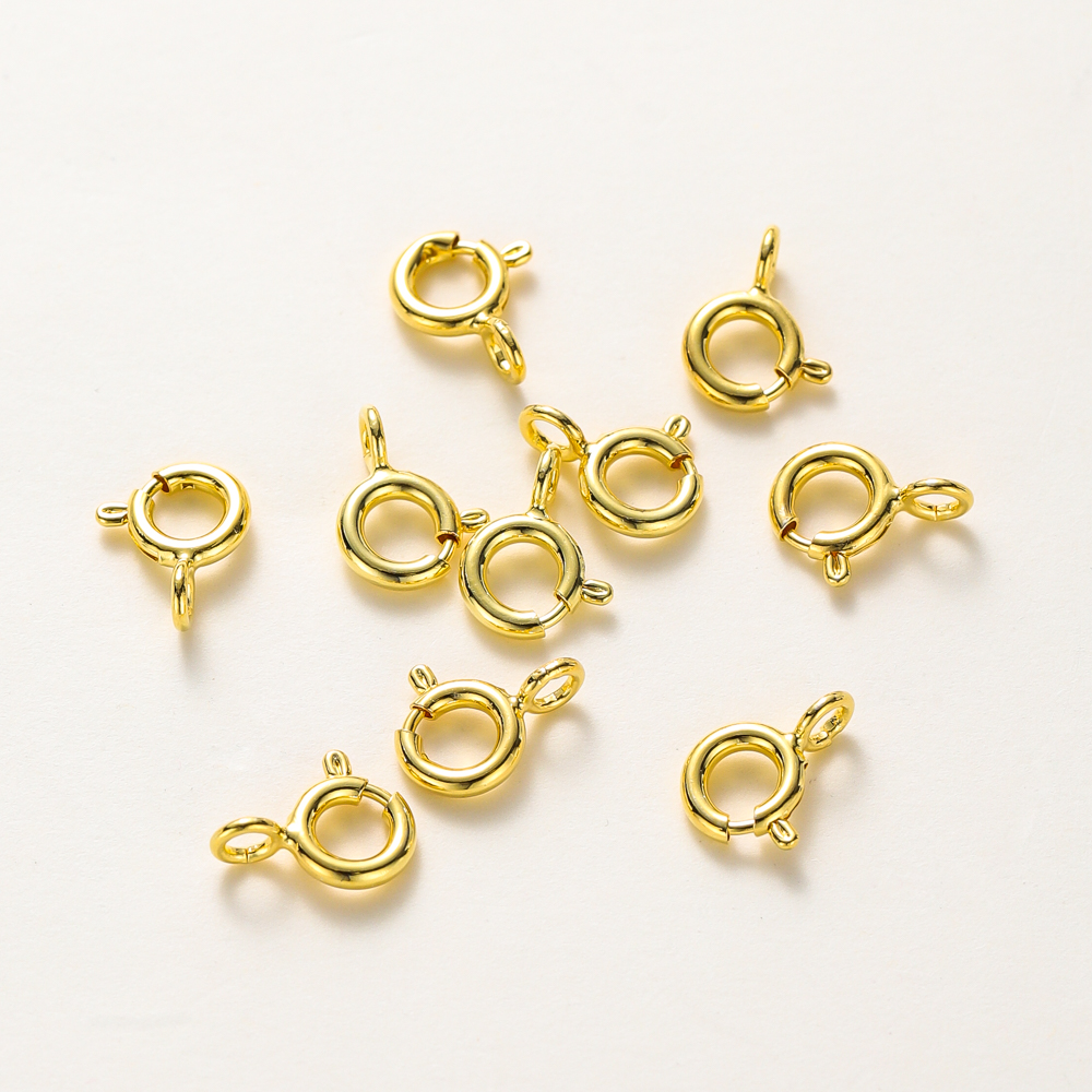 10 Uds./14K 18K cierre de resorte redondo de oro con anillo de salto cierre de conexión abierta para joyería DIY collar cadena accesorios de fabricación
