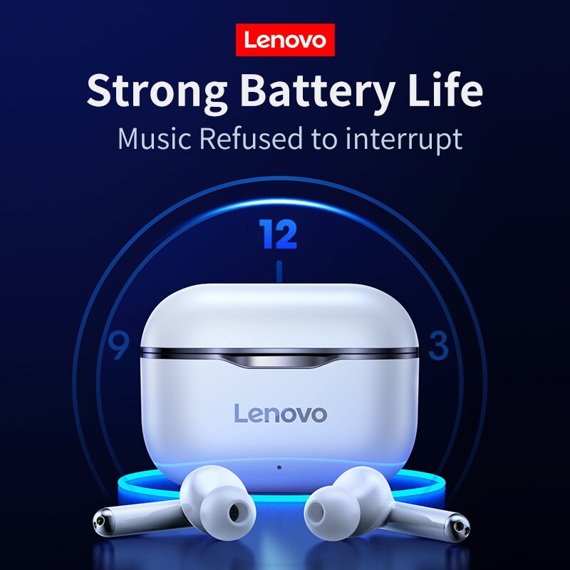 Original Lenovo LP1 TWS auricular inalámbrico Bluetooth 5,0 estéreo doble reducción de ruido bajo Control táctil Larga modo de reposo 300mAH