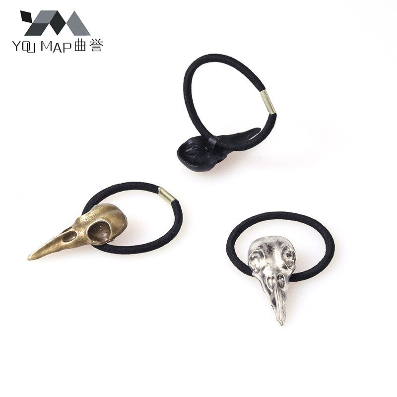 Accesorios para el cabello Punk de Europa y América, banda para el pelo con esqueleto y calavera Cuervo de Metal estéreo, estilo famoso, multicolor S