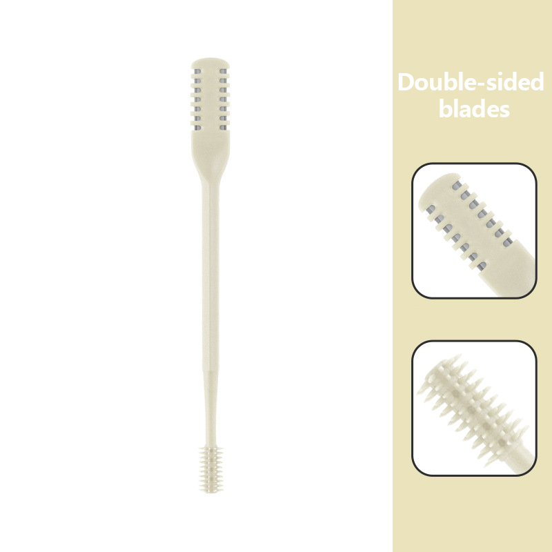 1Pcs Nose Hair Cleaner Double Head Removal Trimer Brush Stainless Steel Nose Hair Trimming Scissors: Silver