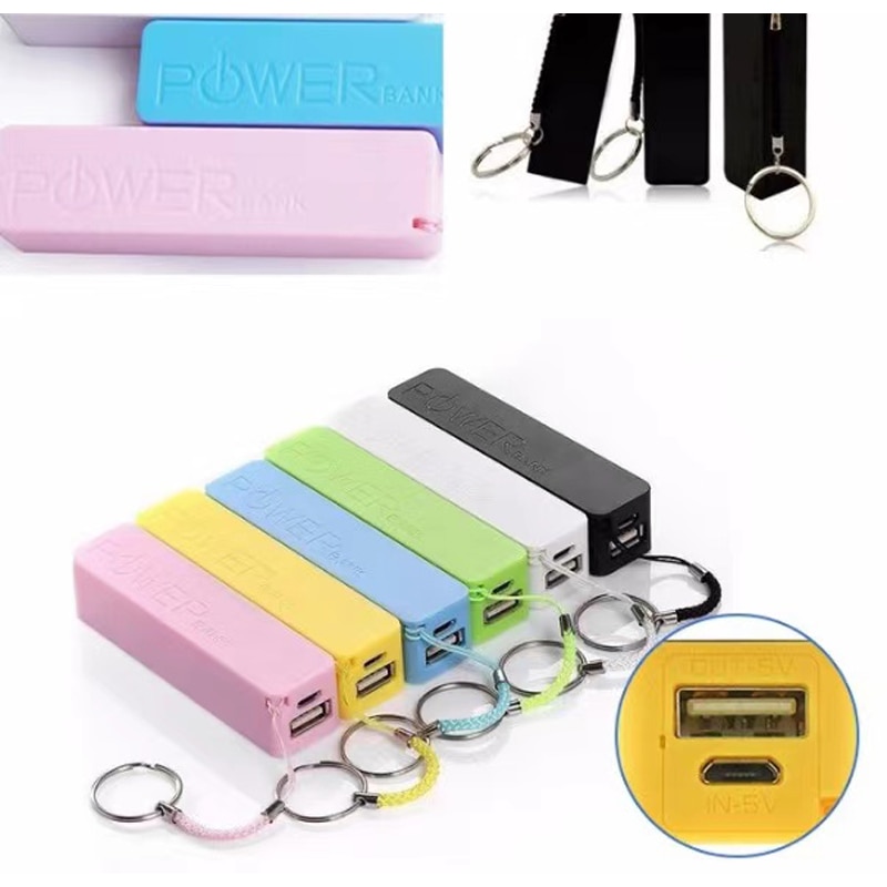 DIY USB zewnętrzny Powerbank Obudowa przenośny 2600mAh opakowanie 18650 ładowarka bez baterii Powerbank z breloczkiem