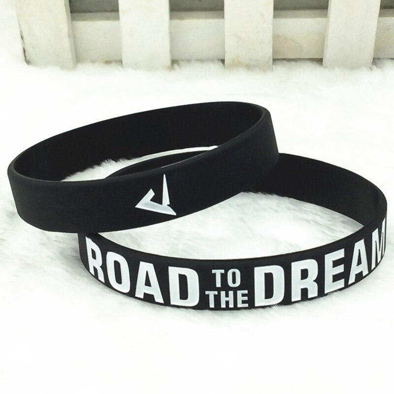 "Road To The Dream""never Give Up"Motivational Bracelets Silicone Rubber Band Elastic Inspirational Bracelets