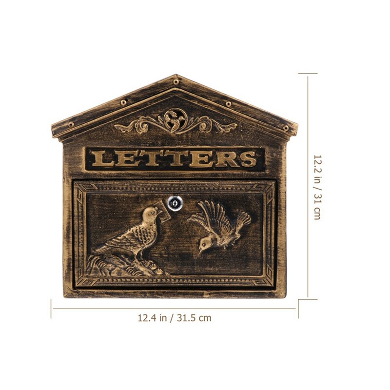 1Pc Retro Letter Container Home Mailbox Vintage Metal Mail Box Secure Letter Box