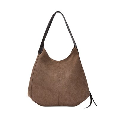 DIDA BEAR femmes toile sacs à main femme Hobos unique sacs à bandoulière Vintage solide multi-poches dames Totes Bolsas: Marron