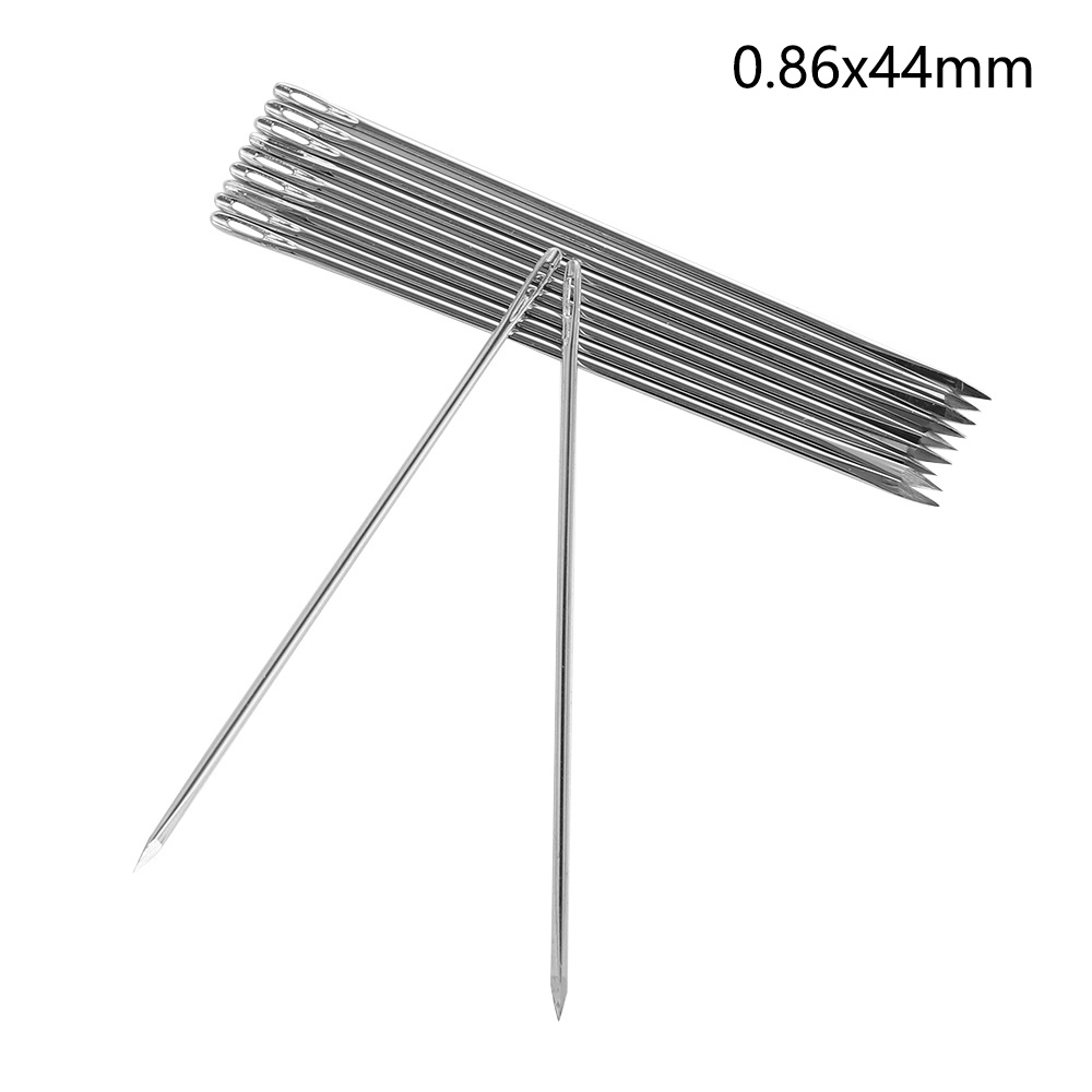 10 stk rustfrit stål formet stiftsøm håndarbejde gør-det-selv-læder trekantsnåle pels specialtilbehør til syværktøj: 0.86 x 44mm