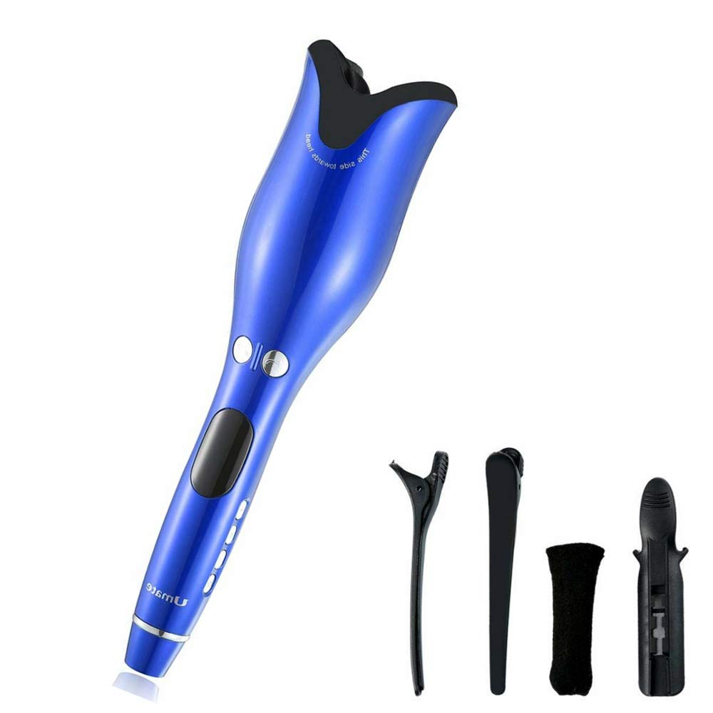 Bigoudi automatique pour cheveux, appareil pour boucler les cheveux, fer à friser en céramique, Machine Portable, grand boucleur, outils pour boucler les cheveux: Blue with box / L'UA