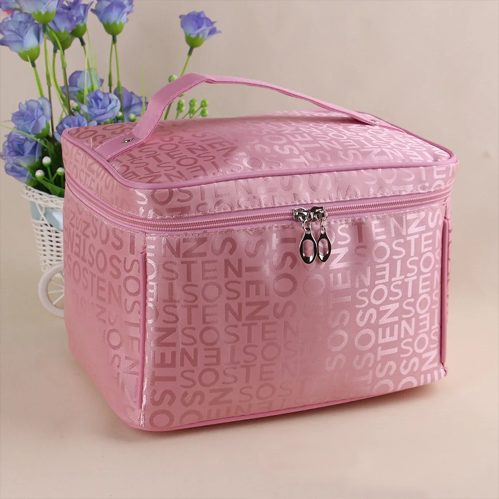 Makeup Bag Portable Large Capacity Organizer Storage Box Advanced CarryOn Waterproof Wash Cute Sweet Handbag Simple Toiletry Bag: black